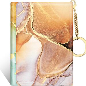 Women's Wallet, Small Slim RFID Card Wallets for Women, Trifold Leather Clutch Card Wallet Organizer, Cute Front Pocket Purse with 7 Card Slots & ID Window & Keychain （Abstraction Marble）